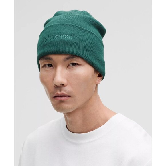 LULULEMON Green Unisex Warm Revelation BeanieWordmark Hat NEW with tags - Picture 4 of 4